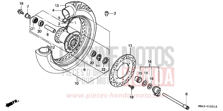 FRONT WHEEL for Shadow Aero LIGHT CUPPER METALLIC-S (YR118K) from 1999